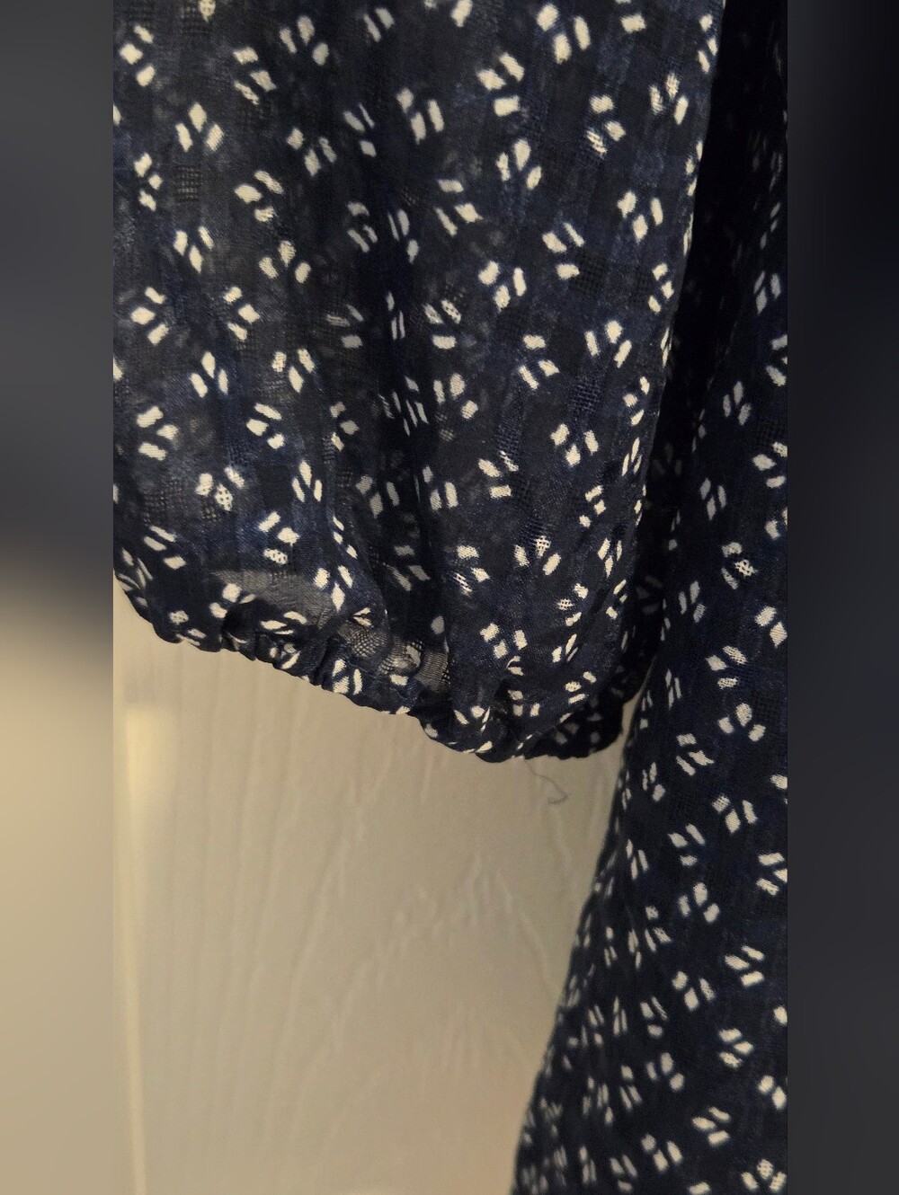 Free People Nouveau Butterfly Babydoll Mini Dress Navy Blue Long Sleeve Sz 0 - Picture 9 of 11